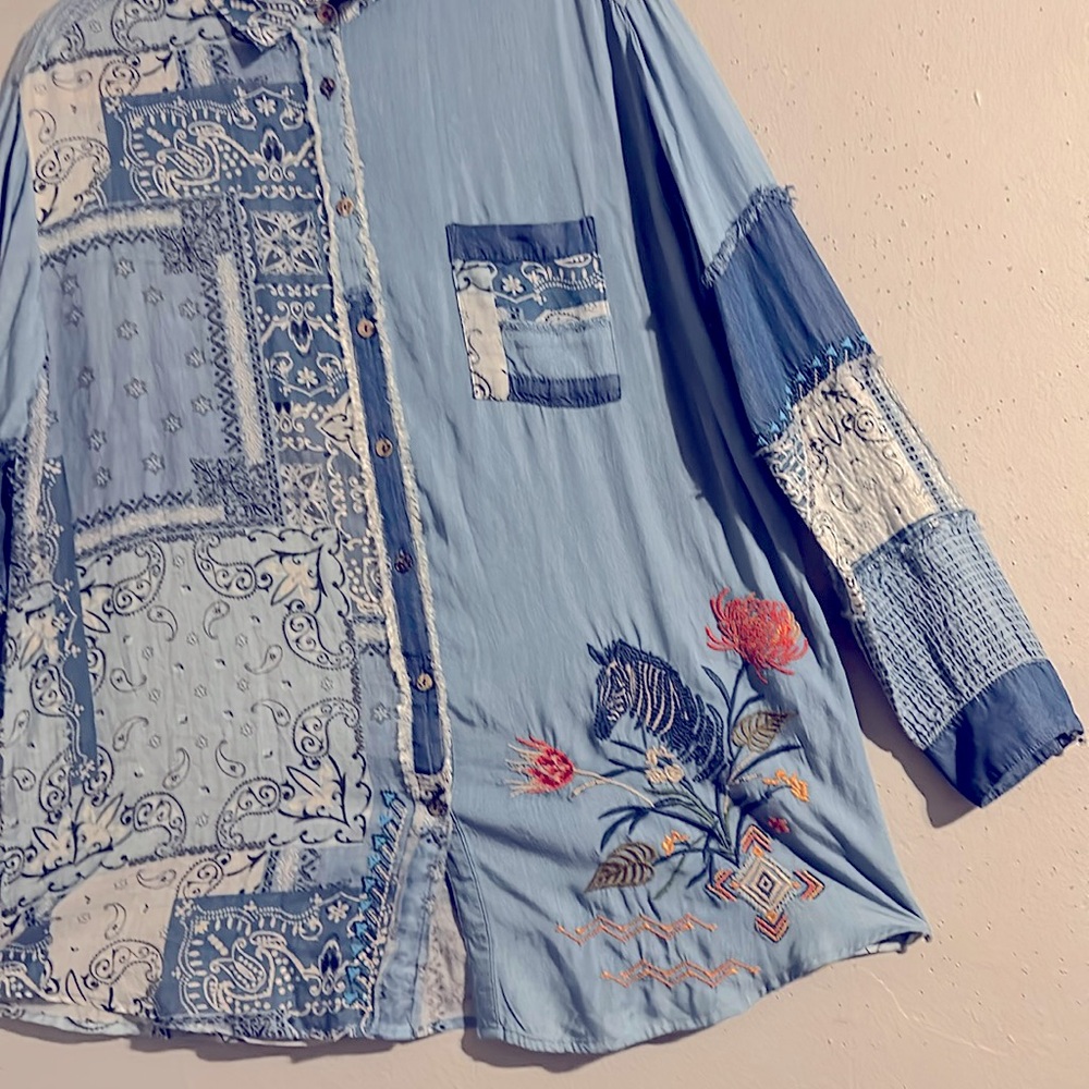 Johnny Was Button Down Top. Multi Color Pip To Pi… - image 5